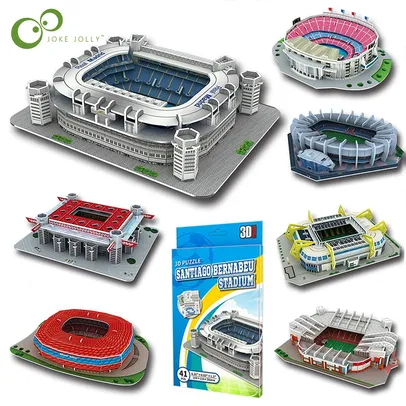 (Taxa inclusa) Campo De Futebol Em miniatura 3D DIY Puzzle, Estádios Mundialmente Famosos Modelos, Jogo De Futebol