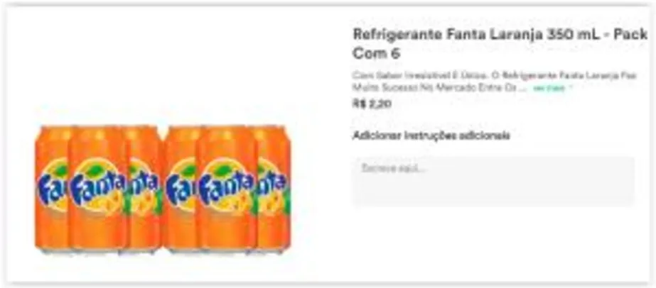 [Rappi/PDA minuto- SP]Super Promoção Refrigerante Fanta Laranja 350 mL - Pack Com 6  por R$ 2
