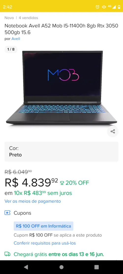 Imagem na descrição da promoção