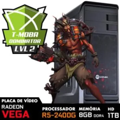 PC Gamer T-MOBA Dominator LVL-2 AMD Ryzen 5 2400G 3.5GHZ 4MB / 8GB DDR4 / HD 1TB / Gab Vinik Hunter - R$2045