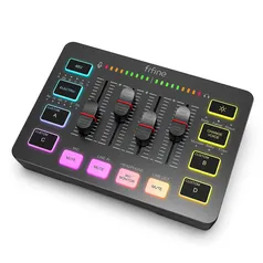[App/Moedas/Taxa inclusa] Mixer de áudio Fifine Ampligame SC3 com 4 canais, entrada Microfone XLR, USB, Efeito de Voz, RGB - Para Stream, Podcast