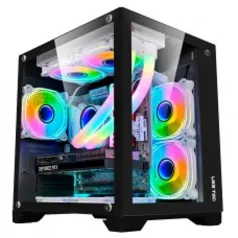 Gabinete Gamer Liketec Dasha, Mid Tower, Vidro Temperado, M-ATX, Black, Sem Fonte, Com 3 Fans RGB