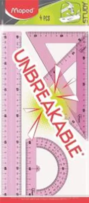 [PRIME] Conjunto Unbreakable: Régua 30cm + Esquadros 45 e 60 + Transferidor 180 - Maped | R$12