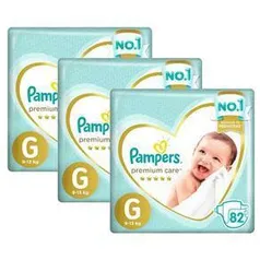 Fralda Pampers Premium Care G - 246 Unidades - R$234