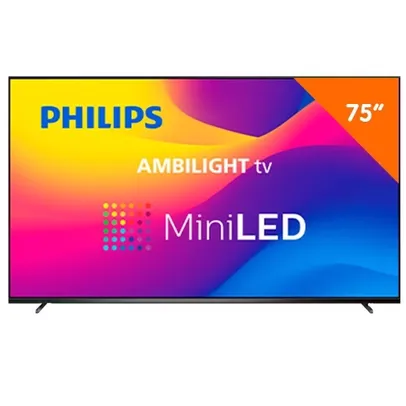 Smart TV Philips 75" 4K UHD, Mini LED, 75PML9507/78, Wi-Fi Integrado