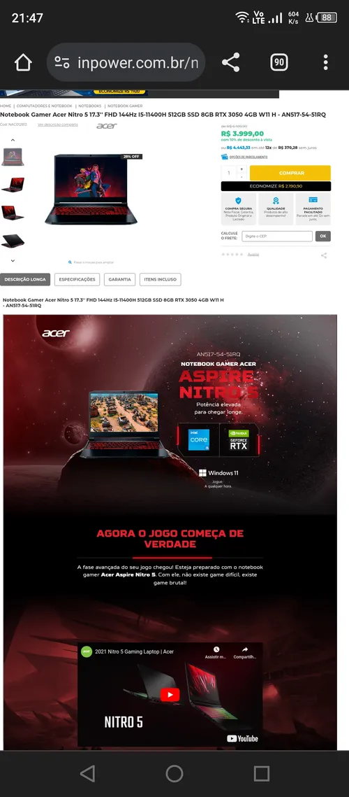 Imagem na descrição da promoção