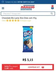 Chocolate Bis Lacta Xtra Oreo com 45g (5 por R$10)