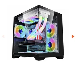 Gabinete Gamer K-MEX Space Aqua, Black, Mini Tower, Vidro Temperado, M-ATX, Sem Fonte, Sem Fan, CG-10KN