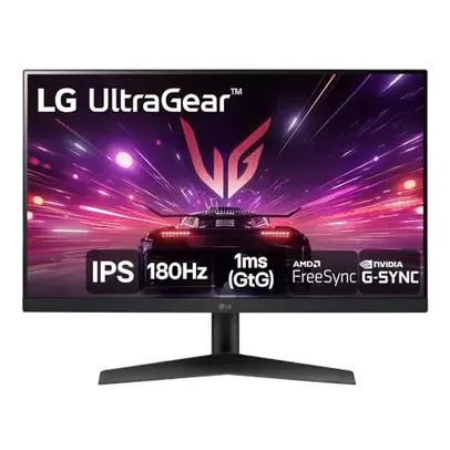 Monitor Gamer LG UltraGear 24” IPS, Full HD, 180Hz, 1ms (GtG), HDMI, DisplayPort, HDR10, sRGB 99%, NVIDIA G-SYNC, AMD FreeSync