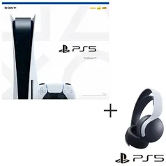 Playstation 5 com 825 GB e 01 DualSense sem Fio + Headset sem Fio Sony Pulse 3D para PS4 e PS5 Branco 