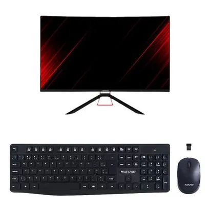 [AME R$ 834] Monitor Gamer Shin Kai 24 Pol Curvo 165Hz e Teclado e Mouse Sem Fio Côncavo 1600dpi P