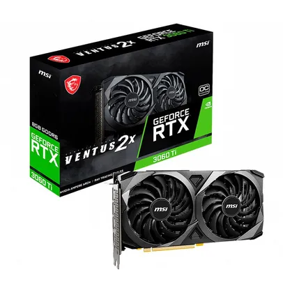 Placa de Vídeo MSI NVIDIA GeForce RTX 3060 Ti Ventus 2X 8G, 14Gbps, GDDR6, OCV1, LHR, DLSS, Ray Trac