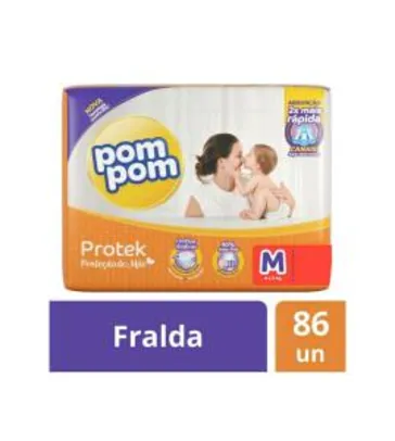 [ R$0,40 a tira ] Fralda Pom Pom Protek Proteção de Mãe Hiper M - 86 unidades | Cliente ouro