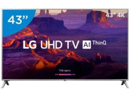Smart TV 4K LED 43” LG 43UK6520 Wi-Fi HDR - Inteligência Artificial Conversor Digital 4 HDMI por R$ 1619