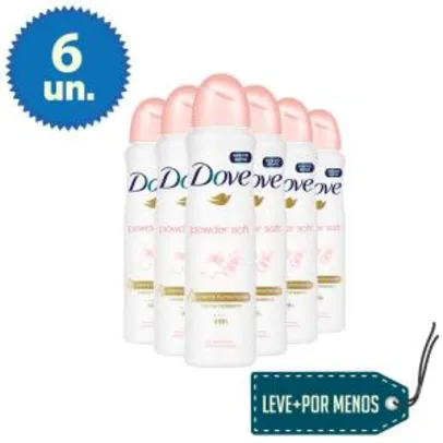 6 Desodorantes Aerosol Dove Powder Soft 150ml | R$53