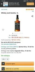 [PRIME] Whisky Jack Daniels, 1L | R$130