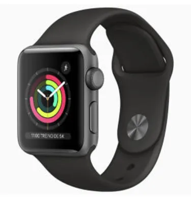 Apple Watch Series 3 (GPS) - 38mm - Caixa cinza-espacial de alumínio com pulseira esportiva preta - R$1444