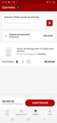 Airpods apple com carregamento sem fio R$619