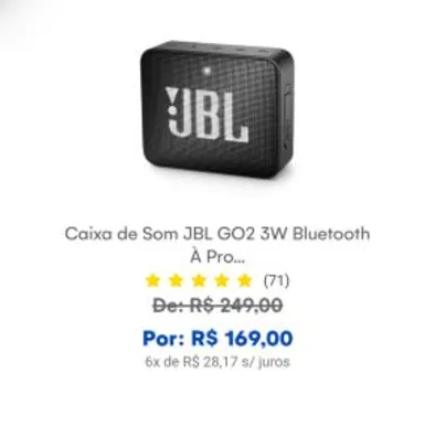 JBL Go 2 | R$ 170
