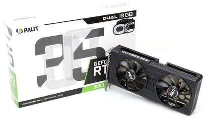 Placa de Vídeo Palit GeForce RTX 3050 Dual, LHR, 8GB, GDDR6, DLSS, Ray Tracing, NE63050019P1-190AD