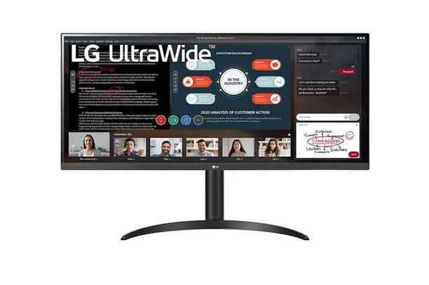  Monitor LG 34' IPS, Ultra Wide, Full HD, HDMI, HDR 10, 95% sRGB, FreeSync, Ajuste de Altura, Preto - 34WP550