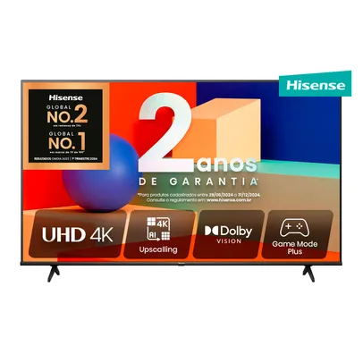 Hisense Smart TV UHD 4K 58 Polegadas 58A6K HDR10+ Dolby Vision Controle por Voz Compatível com Alexa