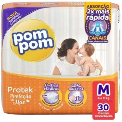 Fralda Pompom Protek M - Pacote 30 unidades, R$ 13