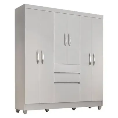 Guarda Roupa Casal Lia 6 Portas Branco