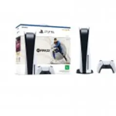 Console PlayStation 5 Controle Dual Sense Com FIFA 23 Branco e Preto