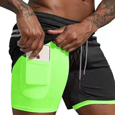 Short Esportivo para Academia e Praia com 2 Camadas