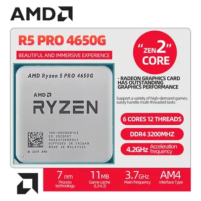 AMD New Ryzen 5 PRO 4650G R5 PRO 4650G CPU Processor 3.7GHz Six Core Twelve Thread 7NM 65W Socket AM4 Gamer Processor Accessorie