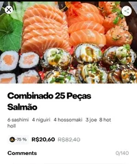 [SP] Combinado Salmão 25 peças