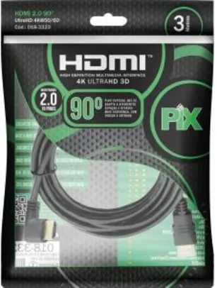 [PRIME] Cabo Hdmi 2.0 90 Graus 3M Pix - R$19,90