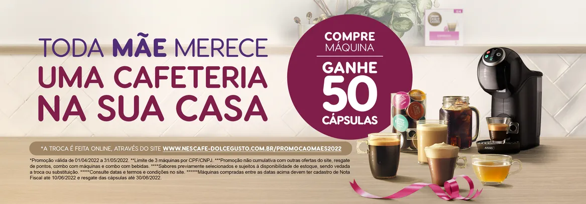 Compre Máquina Dolce Gusto e Ganhe 50 Cápsulas