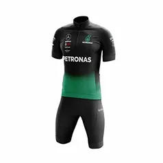 Conjunto de Ciclismo Masculino Camisa Equipe Petronas Bermuda Acolchoada Respirável Mtb (P)