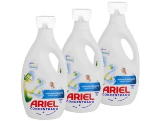 Kit Sabão Líquido Ariel Hipoalergênico - Suave e Gentil Concentrado 2L 3 Unidades R$54