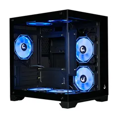 Gabinete Gamer Rise Mode Galaxy Glass M Mini, M-ATX, Lateral e Frontal em Vidro Temperado, Preto - RM-GA-GGMN-FB