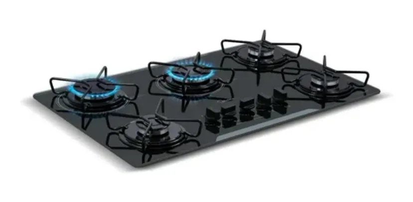 Fogão Cooktop A Gás Midea 5 Bocas 3000w C/ Mesa Vidro Bivolt