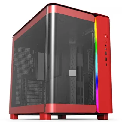 Gabinete Gamer Montech King 95, ARGB, Mid Tower, Vidro Temperado, ATX, Red, Sem Fonte, Sem Fan