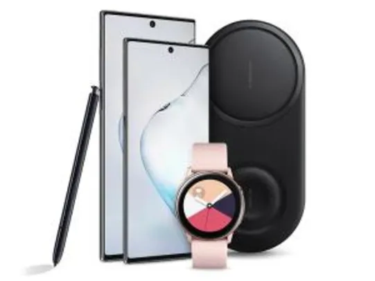 Pré-Venda Galaxy Note10 - Brinde Galaxy Watch Active e Carregador Duplo sem fio