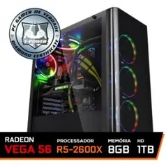 PC GAMER T-POWER MAJOR EDITION AMD RYZEN 5 2600X / RADEON VEGA 56 / DDR4 8GB / HD 1TB / 600W R$3.253