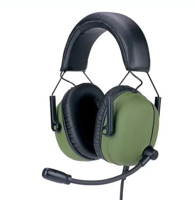 Headset Gamer Husky Tactical, Olive Green, USB, Som Surrond 7.1 com placa de som