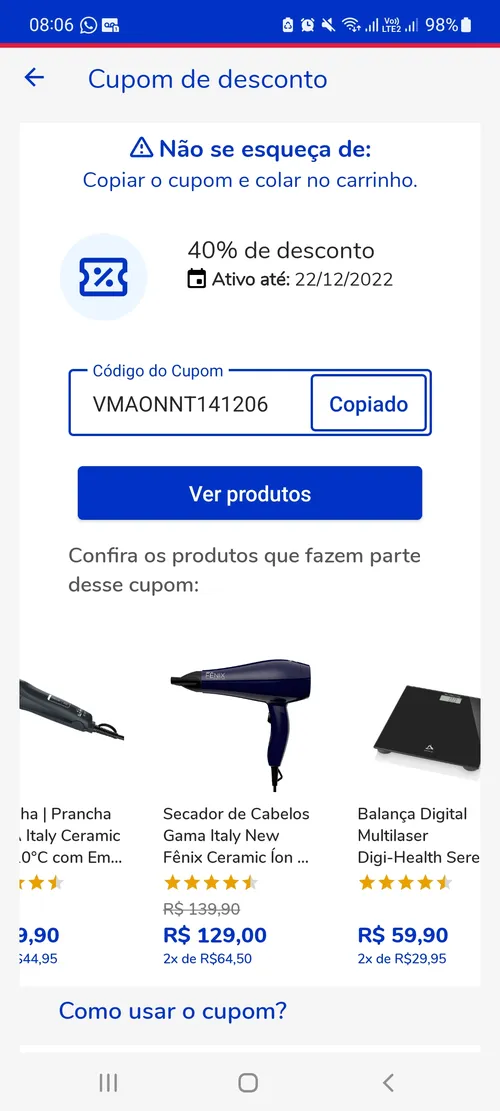 Imagem na descrição da promoção