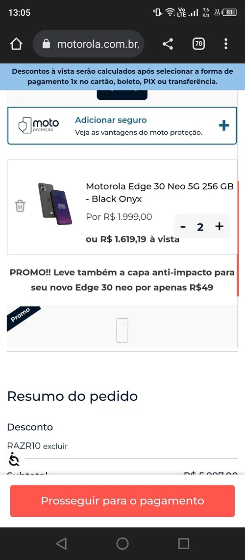 Imagem na descrição da promoção