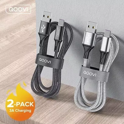 Cabos 2UN Qoovi de Carregamento Rápido USB Tipo C, Fio de 3A, Quick Charge