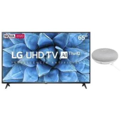Smart TV LED 65" UHD 4K LG 65UN7310PSC + Nest Mini (2ª geração): Smart Speaker com Google Assistente - Cinza - R$3500