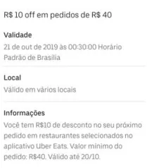 [Usuários selecionados] R$10 off em pedidos acima de R$40,00