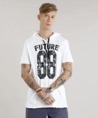 Camiseta Masculina longa "88 future" com capuz e bolso G ou GG - R$25