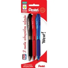 (PRIME) 3 Canetas PENTEL, WOW! | R$7,25