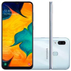 Smartphone Samsung Galaxy A30 64GB Branco 4G Tela 6.4" Câmera Dupla 16MP Selfie 16MP Dual Chip Android 9.0